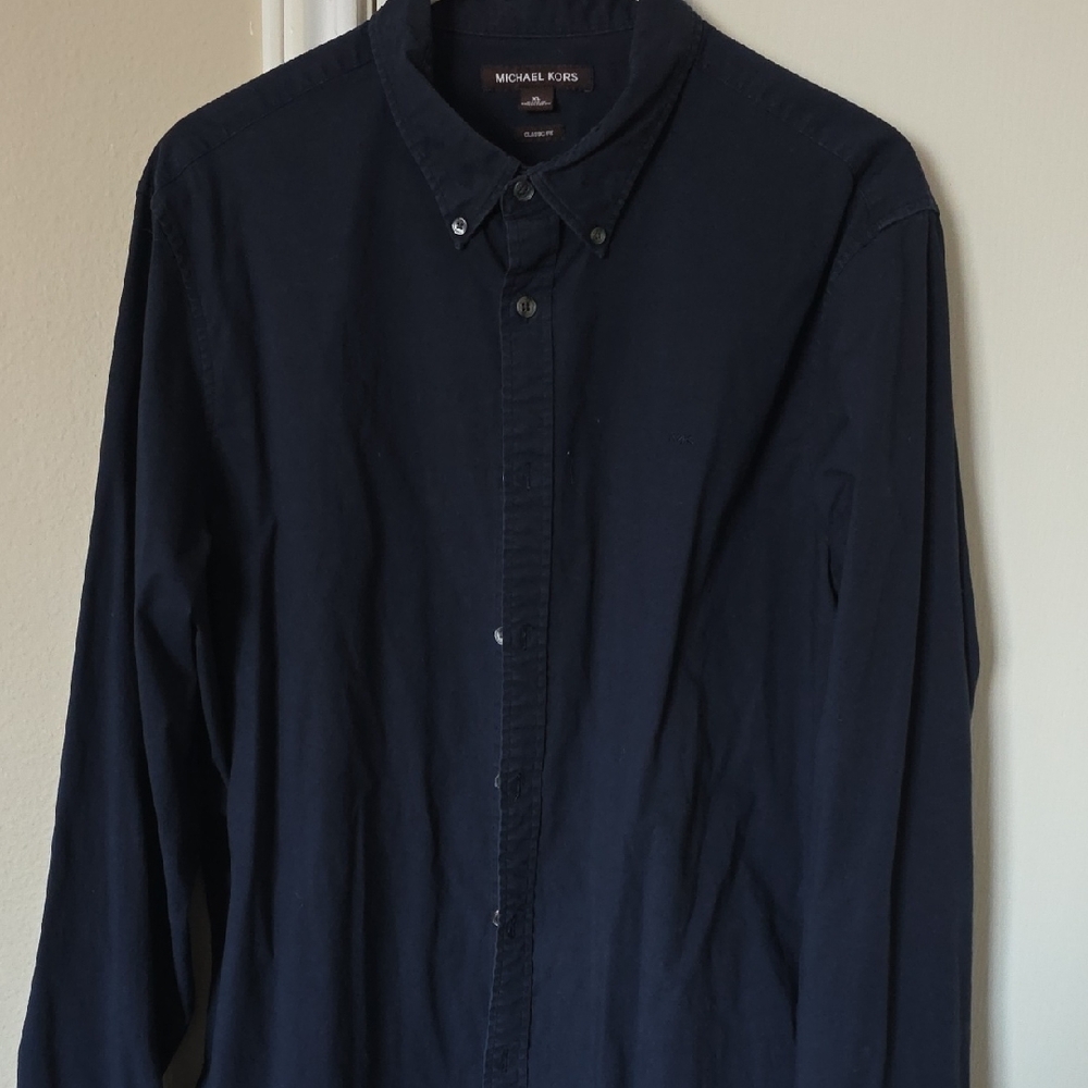 Michael Kors Men's Dark Blue Button Down Shirt